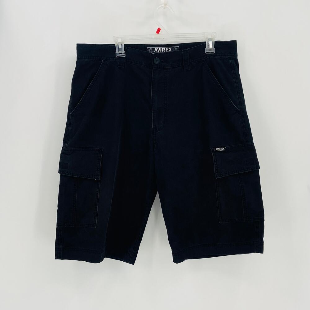 Avirex Mens Black Cargo Shorts